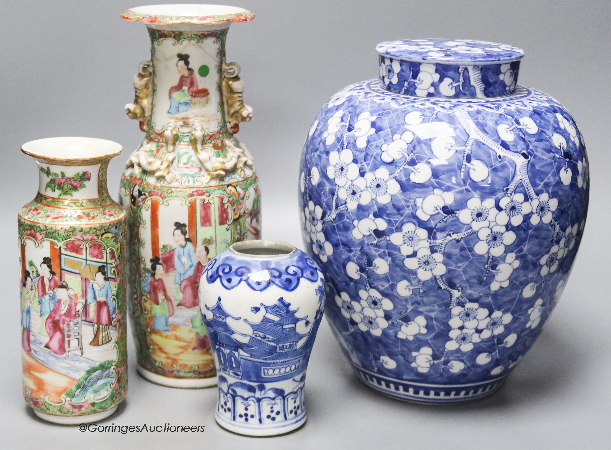 Four Chinese porcelain jars or vases